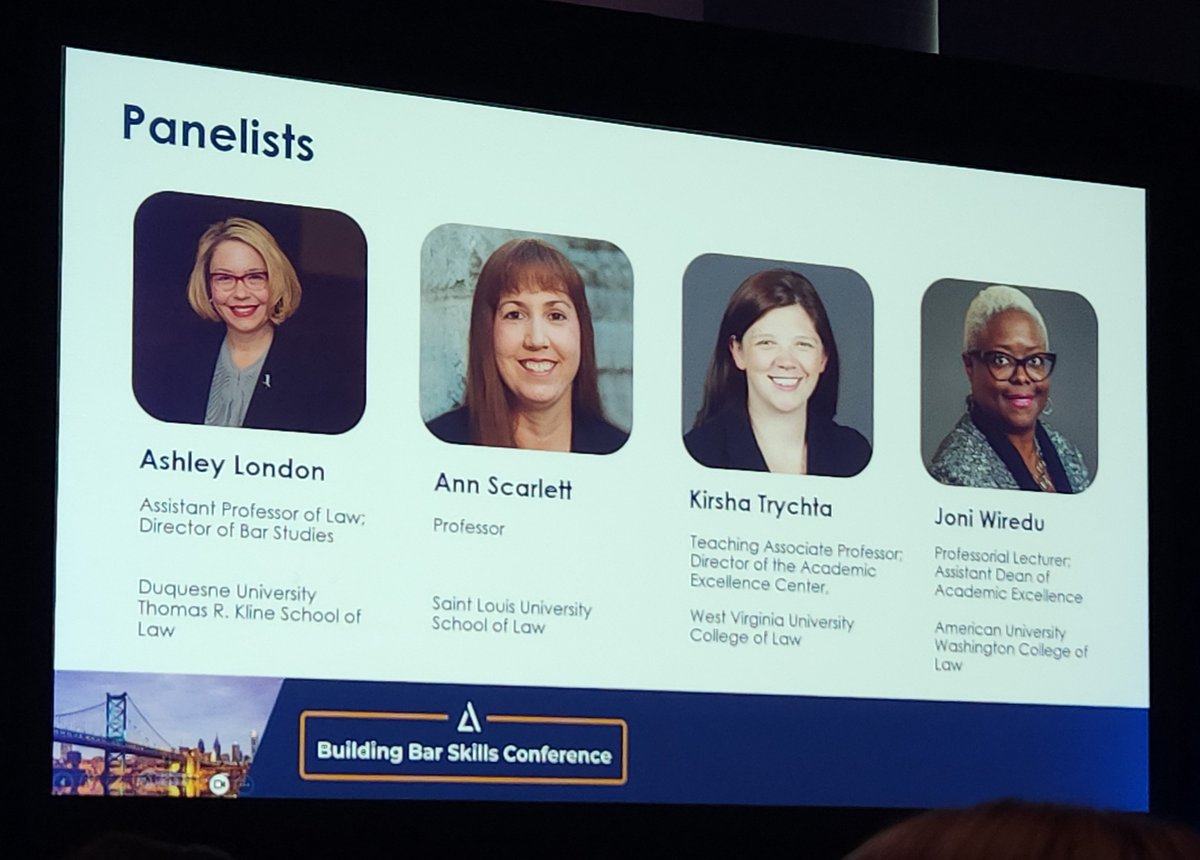ASBWC1's tweet photo. At the Building Bar Skills Conference. Joni is bringing the noise. Conversation about how to engage faculty to help students and graduates prepare for the NextGen Bar Exam.

#barexam #barsupport https://t.co/Q9tiGmljZn