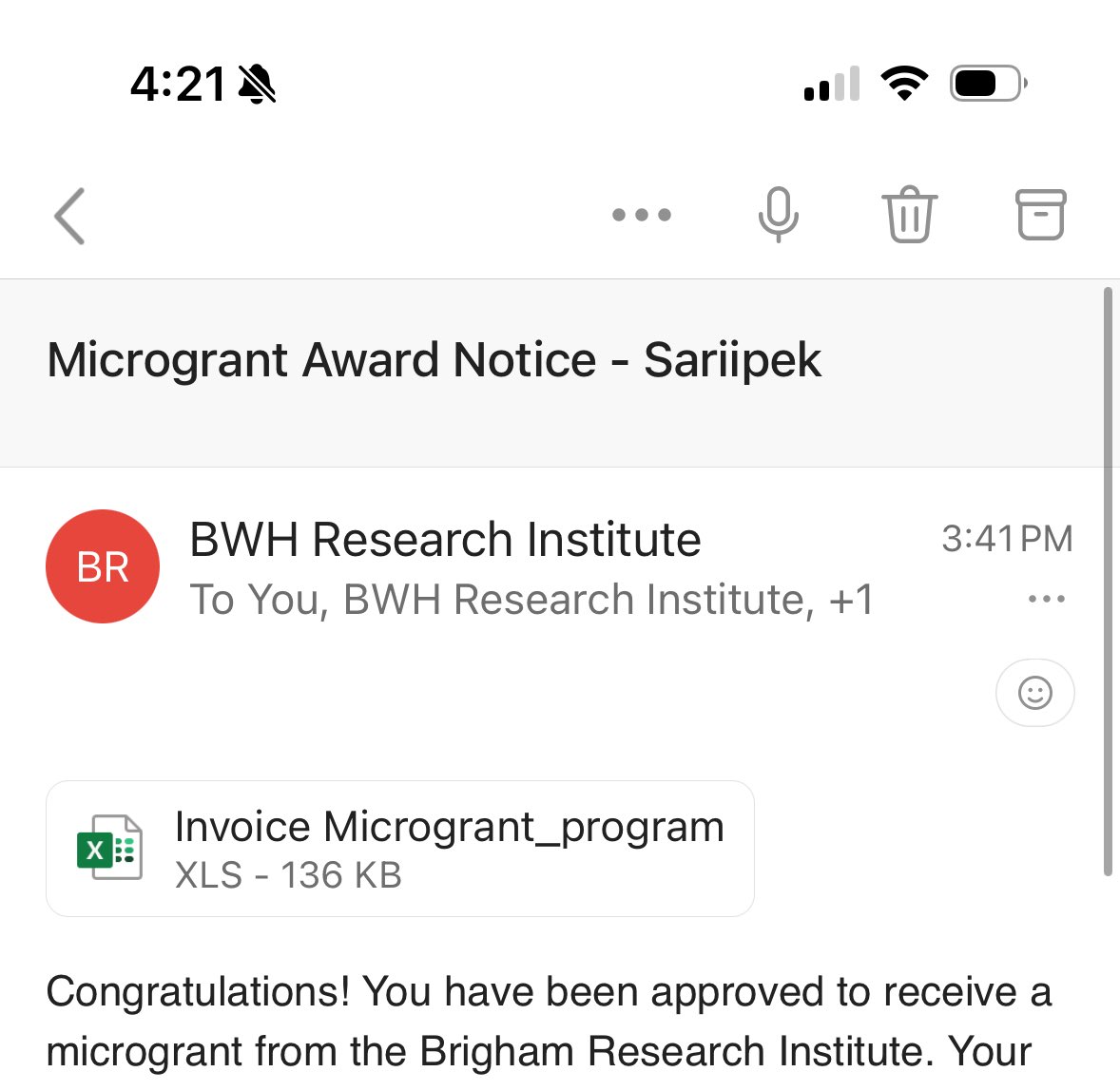 Indeed, it's a micro award but something to celebrate tonight🥳 Thanks, @BrighamResearch, for the opportunity! And as always, huge thanks to @vangalenlab for the endless support! #MedTwitter