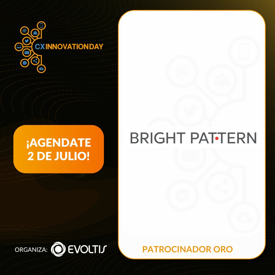 Bright Pattern, el más potente software para centros de contacto, y fácil de usar. Gestiona la comunicación omnicanal a través de voz, IVR, correo electrónico, chat, mensajes de texto y mensajería. 
🗓 2 de Julio
📍 Paseo de la Galería-Asunción-Paraguay
📲 wa.me/595981187446