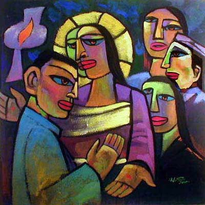 The Doubt of St. Thomas by He Qi
#DivinityArrived #soulfulart #artandfaith #apaintingeveryday
#LoveCameDown #betweenstories #KyrieEleison #goodfriday #easter #resurrection #emmaus #theappearancesofjesus #doubtingthomas 
Information from omsc.ptsem.edu in comments. 1/4