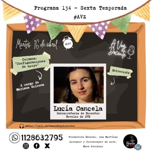 📣 #Hoy volvemos al #aire de @radiovientosalsur 
🕕 Desde las 18hs!
🎧 Link para escucharnos #envivo 👇🏾
zeno.fm/RadioVientosAl…

#AVZ #EducaciónEspecial #Configuraciones de #apoyo
 #columna #Entrevista #Docentes #Noveles #Profesorado #UTE #Educación #Radio #RadioEnVivo