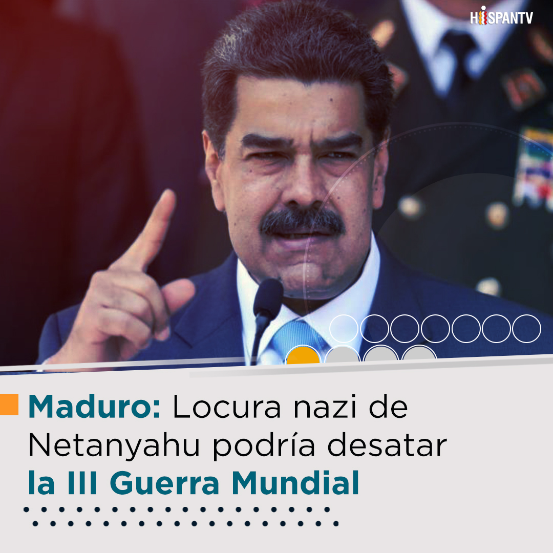 🚨 El presidente de Venezuela🇻🇪, Nicolás Maduro, afirma que cualquier locura del primer ministro de Israel contra Irán desencadenaría una Tercera Guerra Mundial. #DuraRepresalia #VerdaderaPromesa 🔗MINUTO A MINUTO DEL CONFLICTO tinyurl.com/y8wx36p2