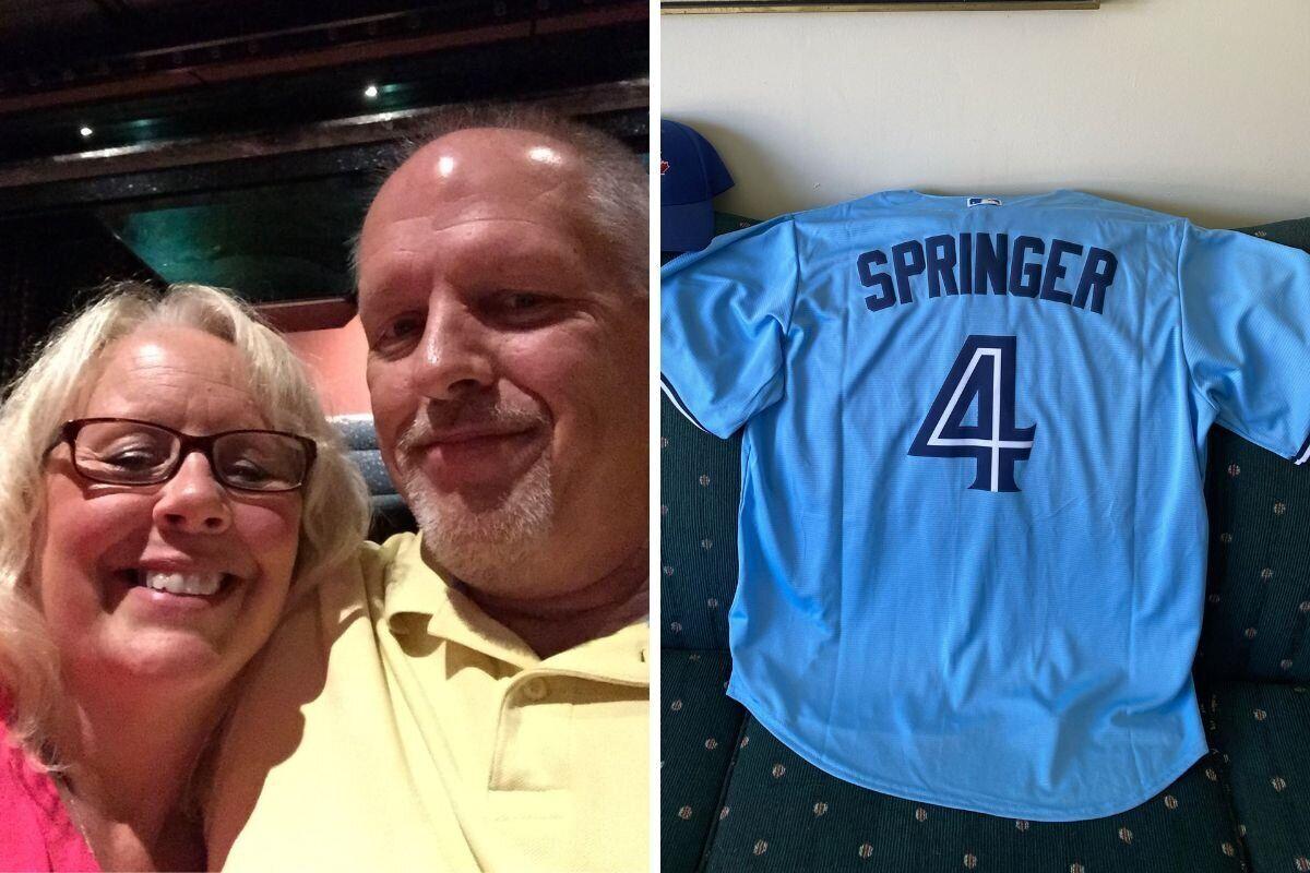 Need to restore your faith in humanity? In Toronto, a woman attended the Blue Jays home opener alone after her husband, who was in the hospital, insisted that she go 'for both of them.' At the game, a group of strangers found out and bought a George Springer jersey for him.