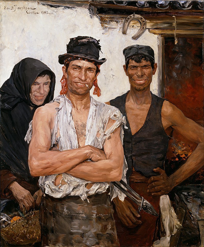 'Spanish Blacksmiths' by Swedish painter and poet Ernst Josephson born #OTD in 1851 He specialized in portraits, genre scenes of folklife and folklore