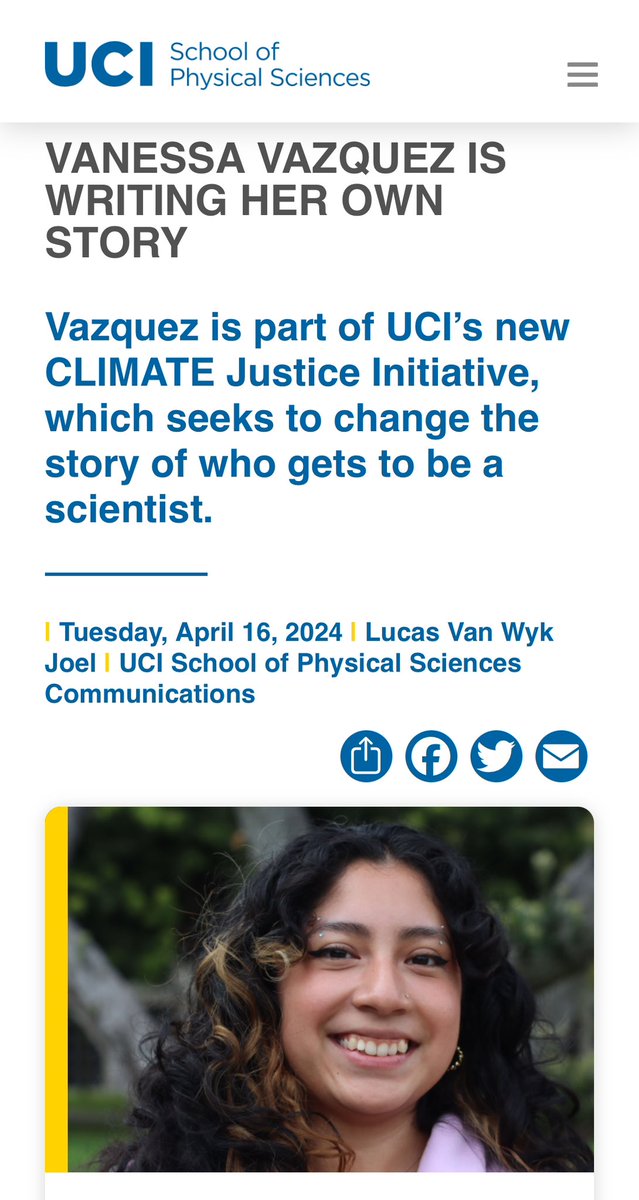 Great article by @UCIPhysSci featuring CJI fellow Vanessa Vazquez. Lucky to have Vanessa be a part of this initiative. Read more: ps.uci.edu/news/3082 @cavesandclimate @R_J_Shop