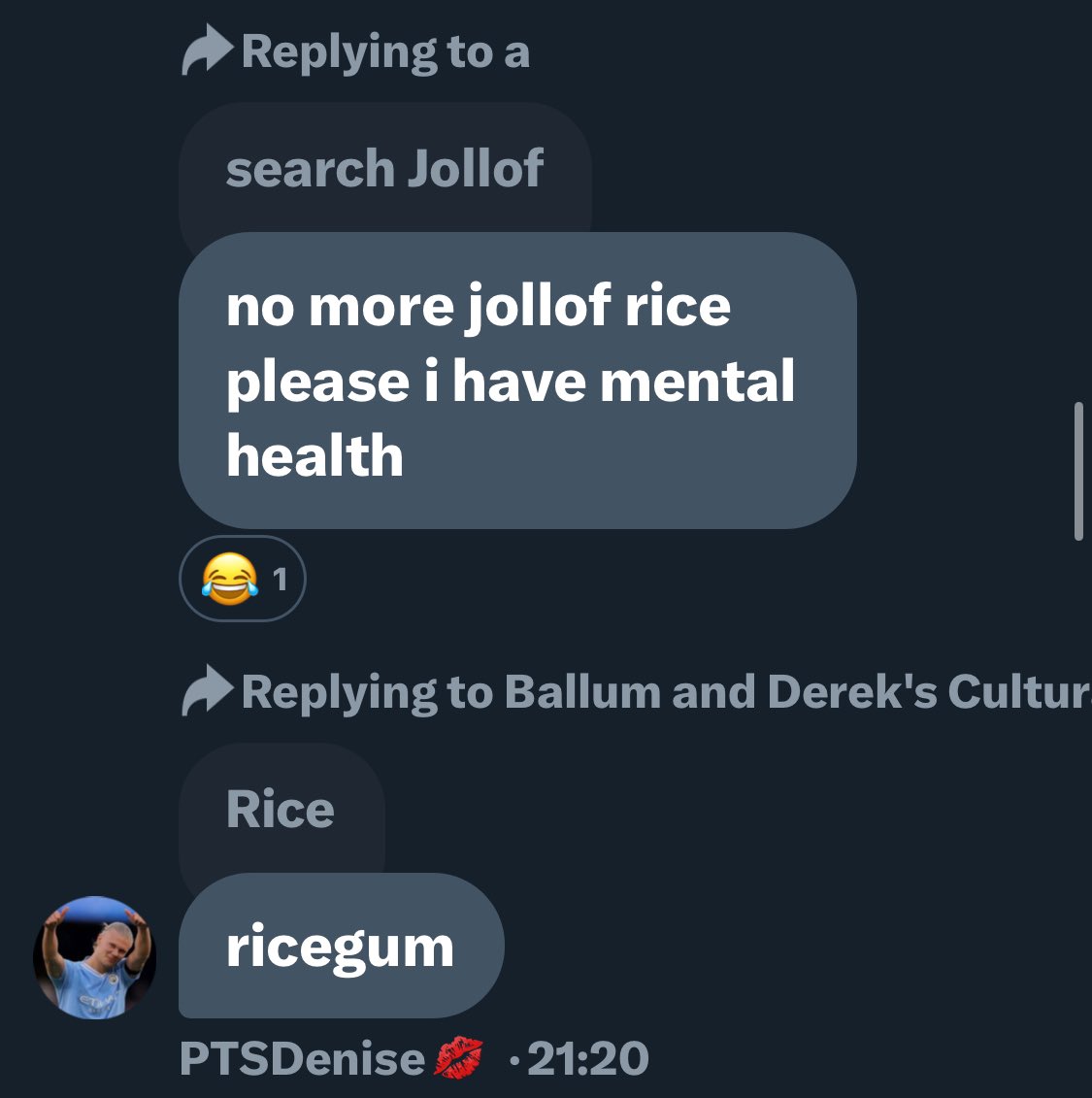 No more jollof rice please i have mental health #grief