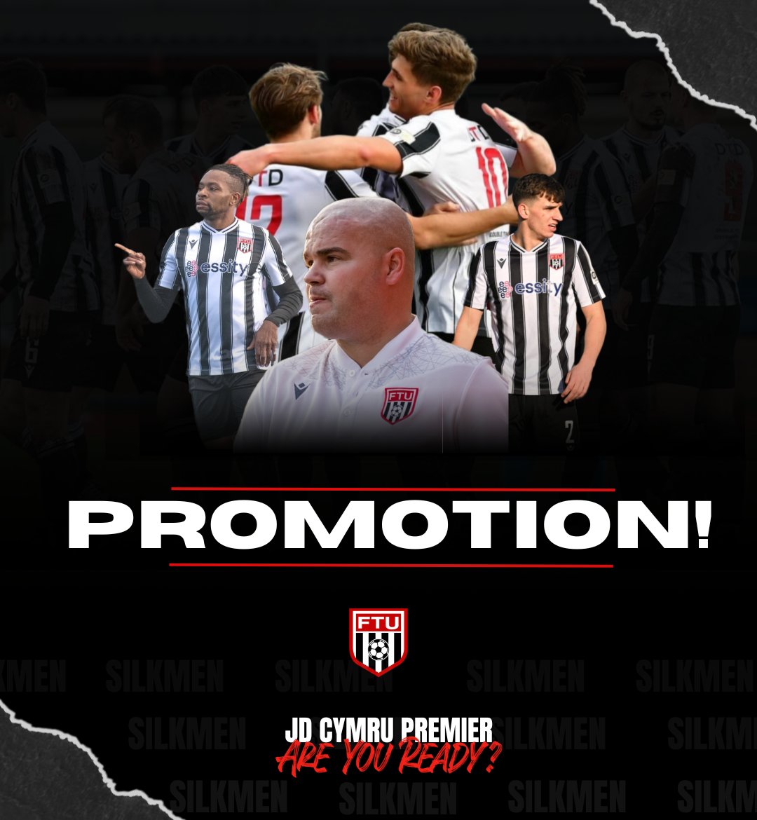 FlintTownFC's tweet photo. ⬆️ 𝐏𝐫𝐨𝐦𝐨𝐭𝐢𝐨𝐧

𝗪𝗘'𝗥𝗘 𝗚𝗢𝗜𝗡𝗚 𝗨𝗣! 🆙️

The Silkmen will return to #JDCymruPremier for the 24/25 season! 🙌

Silkmen fans, are you ready? 😎

⚫️⚪️ #BringOnTheTown https://t.co/Gl7FTLvXbg