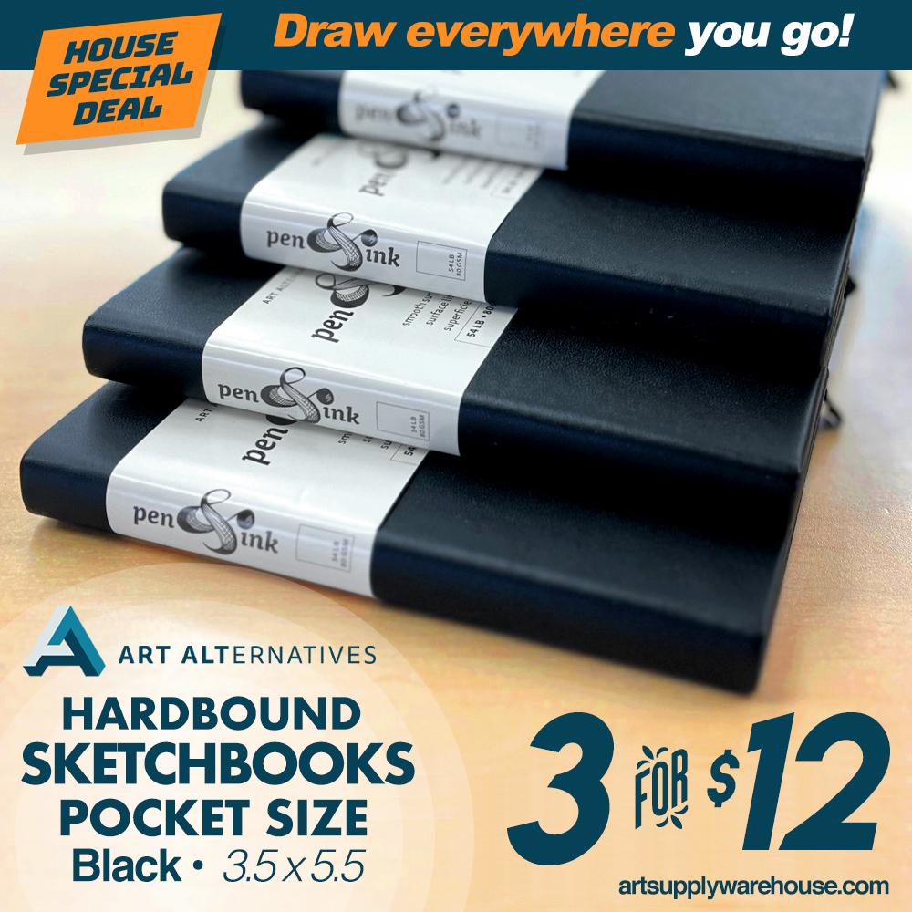 This House Special Deal is perfect for traveling! 🎒🎨 Pocket-sized, hardbound sketchbooks books are perfect for doodling, writing or taking notes in pen, marker or pencil. ✍ Order online or shop in-store. While supplies last.