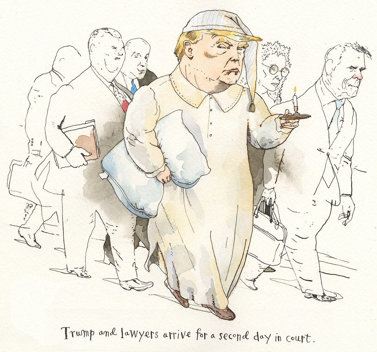 In Barry Blitt’s latest Kvetchbook, a sleepy Donald Trump strides into the courtroom. nyer.cm/UODAisw