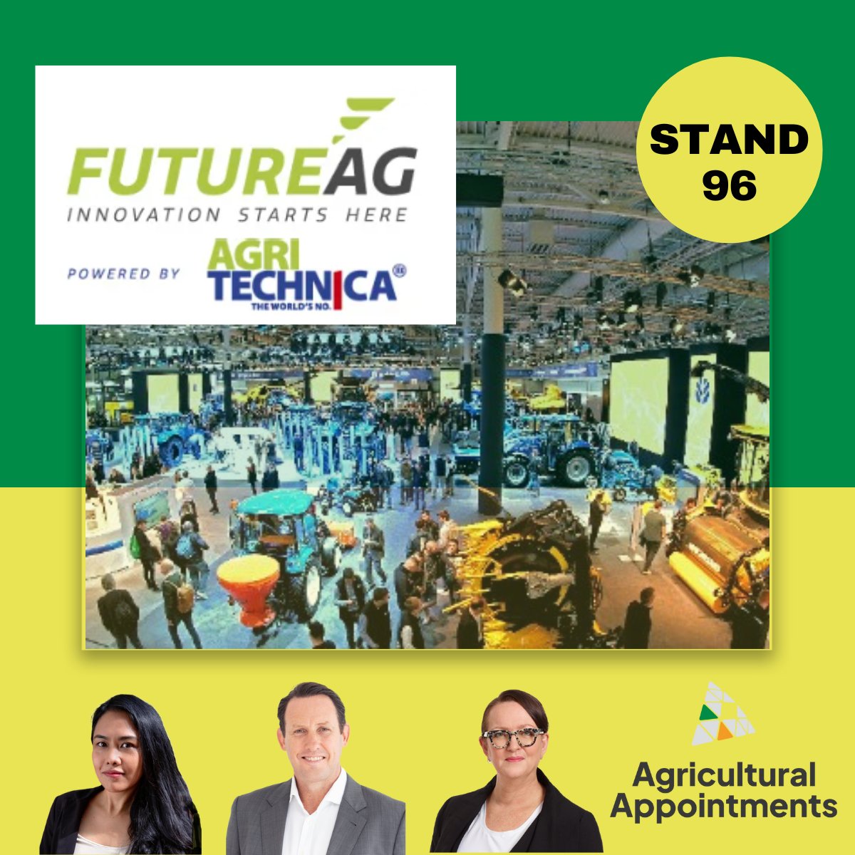 Come and talk to Pla, Peter and Elizabeth at Stand 96 about talent acquisition or career opportunities! FutureAg Expo, 17-19 April - Melbourne Showgrounds. #agjobs #seek #agchatoz #agriculture #farming #agribusiness #futureag