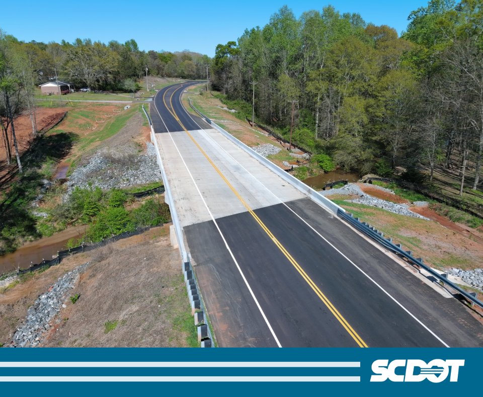 The new bridge on US 29 over Devils Fork Creek in Anderson County recently opened to traffic. It was built alongside the old bridge so US 29 would remain open to traffic during construction. This is one of about 500 bridges in SC that SCDOT is working to rehabilitate or replace.