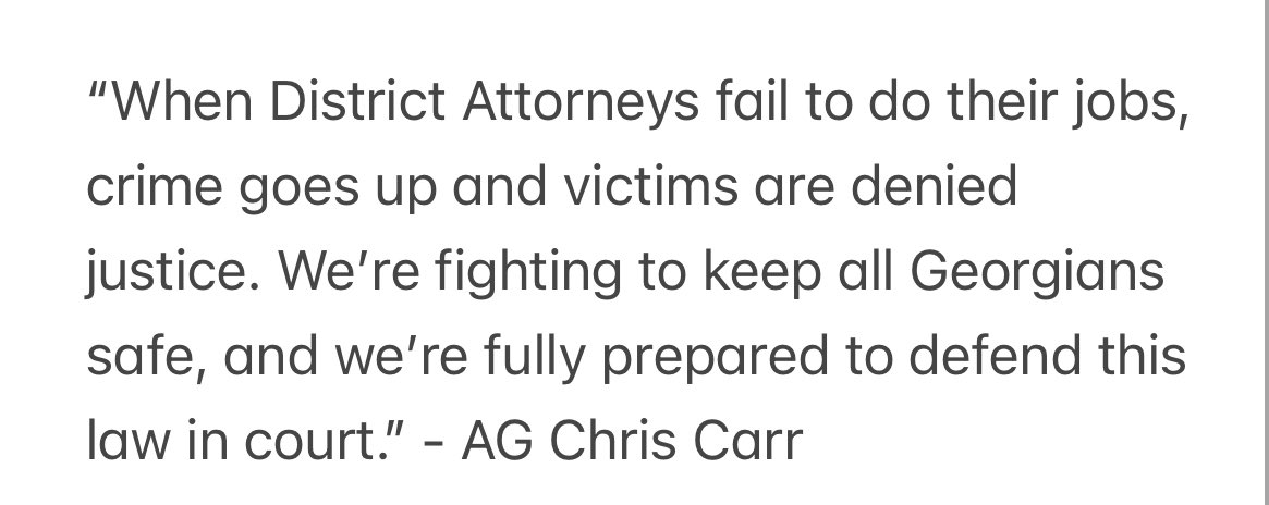 A bipartisan group of Georgia district attorneys has revived a legal challenge against a Republican-backed commission created to reprimand and oust state prosecutors accused of defying their duties. AG Chris Carr he’s “fully prepared to defend this law in court.” #gapol