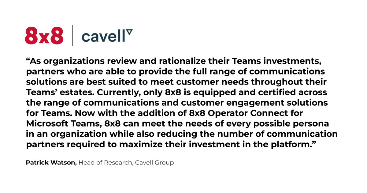 8x8 (@8x8) on Twitter photo As a new solution in Microsoft’s partner directory, 8x8 Operator Connect is purpose-built & MSFT-certified to quickly enable native calling functionality in Teams. Learn six fundamental benefits of 8x8 Operator Connect for #MicrosoftTeams: bit.ly/4aAT44r <a href="/patrickwatsonuc/">Patrick Watson</a> As a new solution in Microsoft’s partner directory, 8x8 Operator Connect is purpose-built & MSFT-certified to quickly enable native calling functionality in Teams. Learn six fundamental benefits of 8x8 Operator Connect for #MicrosoftTeams: bit.ly/4aAT44r <a href="/patrickwatsonuc/">Patrick Watson</a>