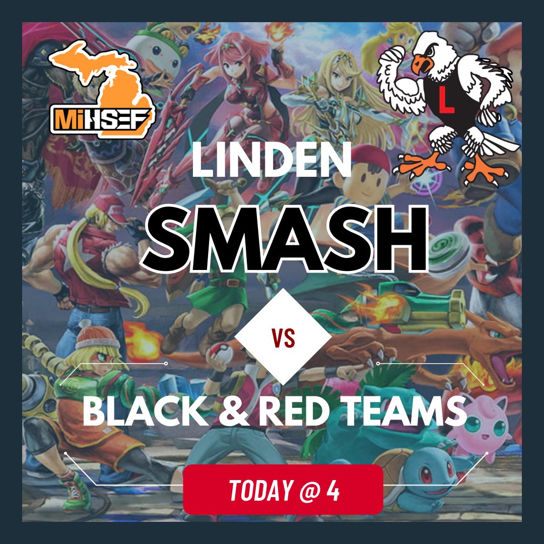 Last #SmashBros game of the regular season @MiHSEF Good luck to our Black and Red teams!!