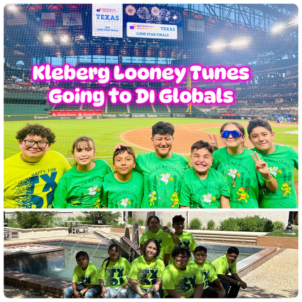 Very proud of our DI Team: Kleberg Looney Tunes and their DI Manager, Karen Tellez, for placing 3rd in the State Competition and advancing to the DI Globals Competition. @DianaVNunez @DISDSoutheast @dallasschools