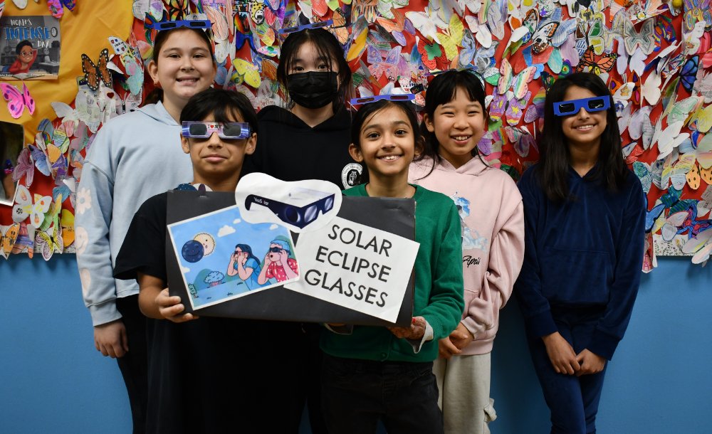 Members of Student Council & Human Relations Club at Denton are helping keep solar eclipse glasses out of landfills & put them on the faces of students in South America who will soon be able to witness this spectacular celestial event. #WeAreHerricks @DentonAvenue @HerricksSup