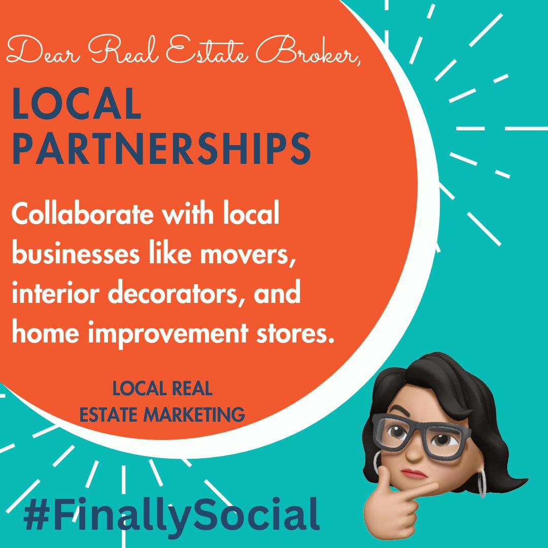 #RealEstate #TuesdayTips #LocalRealEstateMarketing #HowDoYouLook
🌟Dear Real Estate Broker,🏡
Local Partnerships

Need to brainstorm🤔? Give us a call 425-444-9220 or visit us online FinallySocial.com

#RealEstateMarketing #FinallySocial #HowDoYouLookInYourFutureClientsEyes