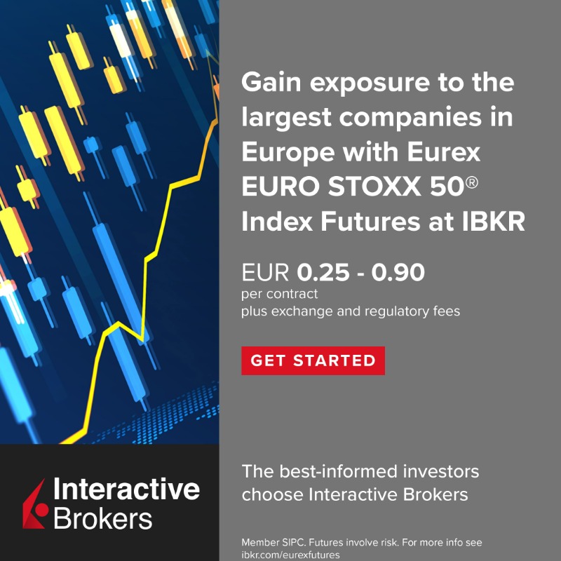 IBKR's tweet photo. Trade EURO STOXX 50 Index futures at Interactive Brokers for exposure to Europe’s blue-chip stocks.