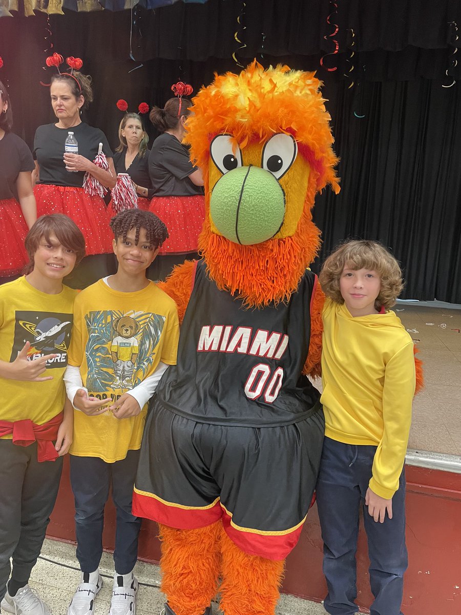 'Such a fun pep rally today at school with Miami Heat's Burnie and University of Miami cheerleaders! 🎉 Getting ready to crush our upcoming F.A.S.T. test! 💪 #PepRally #MiamiHeat #UniversityofMiami #TestPrep' @MDCPS @MDCPSCentral @SuptDotres