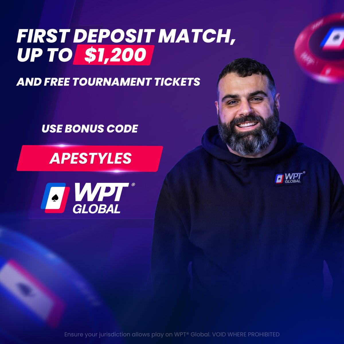 Use the 'apestyles' deposit code and get $50 free on deposits of $100 or more. No rake on tournaments this month and the softest public cash games on the net @wpt_global Instructions on how to sign up are pinned on my insta. instagram.com/apestyles1/?hl…