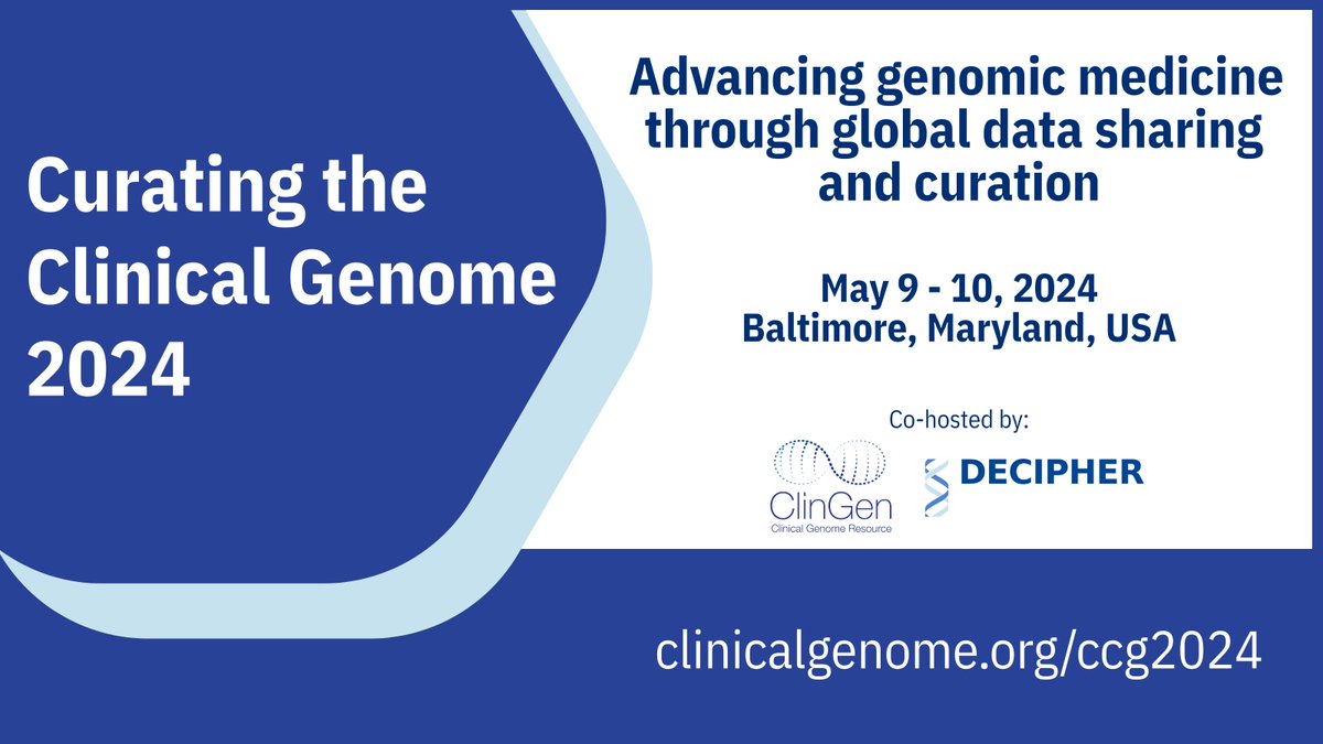 Curating the Clinical Genome 2024 is fast approaching. Today is the deadline to book a discounted hotel room in the meeting hotel. Visit the meeting page for the full program and registration/housing information clinicalgenome.org/about/events/c…