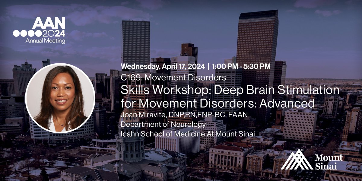 Happening this afternoon! Join @joan_miravite for 'Deep Brain Stimulation for #MovementDisorders: Advanced' from 1:00 - 5:30pm. Enhance your #DBS programming skills in this hands-on workshop. #AANAM