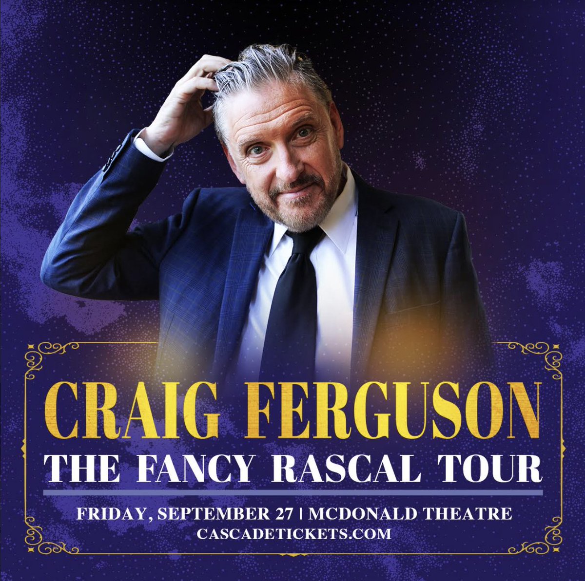 Just added! I’ll be bringing the Fancy Rascal tour to Eugene, Oregon on September 27th! Tickets on sale Friday at thecraigfergusonshow.com/tour