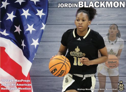 Huge news today! Congratulations to Jordin Blackmon ‘25 on being named an All-American by MaxPreps. She was named to the MaxPreps Junior All-America team (honorable mention). #knightpride #redbanner #allpraisetothee