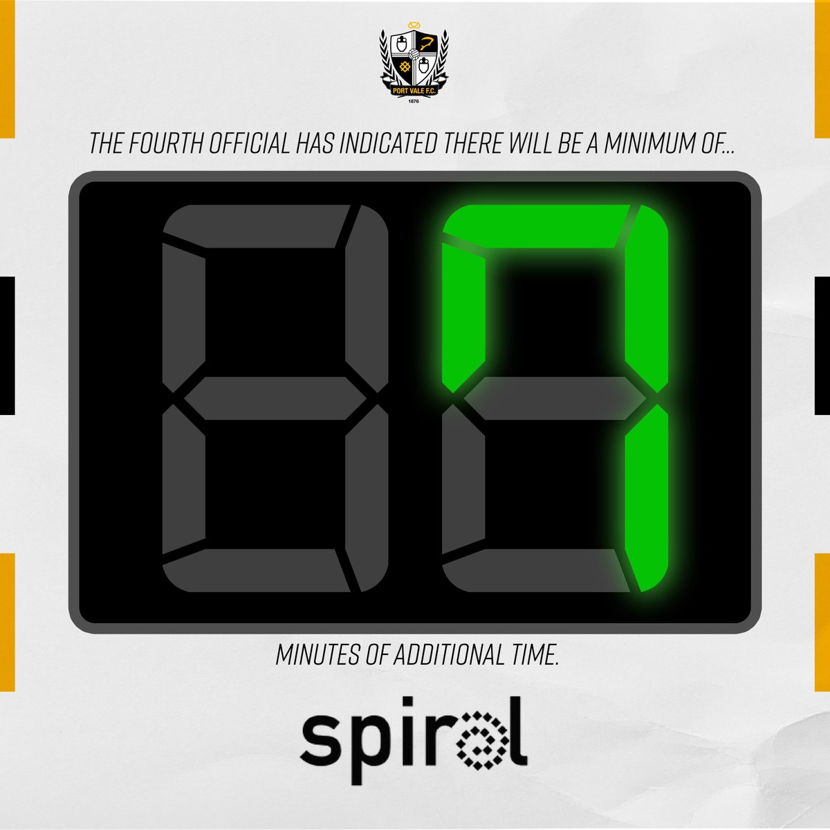 90+1' There will be a minimum of 7⃣ minutes added time. #PVFCLive | 1-2 | #SpiralColour