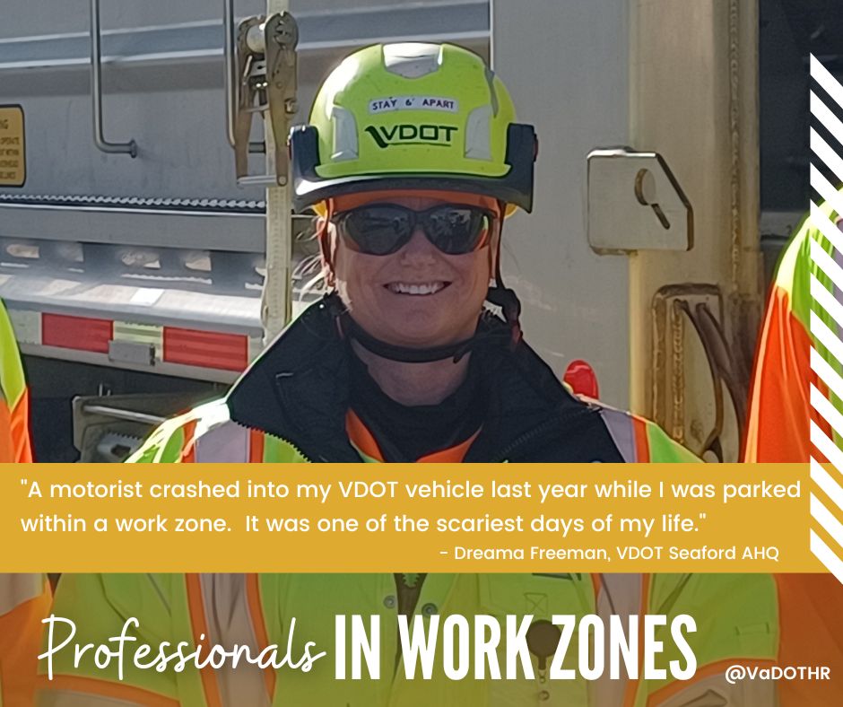 VaDOTHR's tweet image. When traveling through a #WorkZone, keep the safety of yourself, other motorists &amp;amp; highway workers 👷‍♂️ at the top of your mind! ALWAYS comply with the posted speed limit, move over and pay attention to flaggers and signage. #NationalWorkZoneAwarenessWeek @VaDOT #NWZAW2024