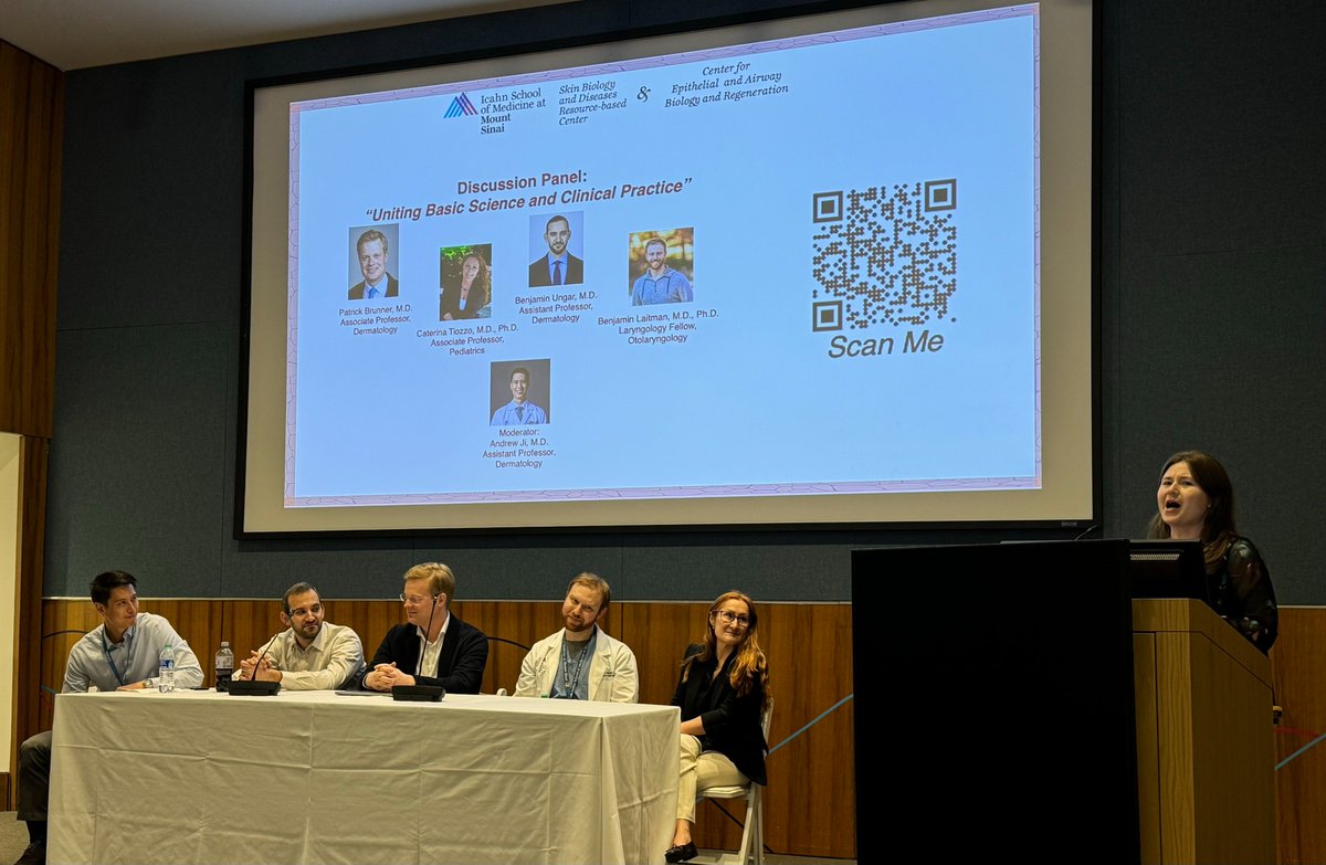 .@SBDRCatMtSinai w-Dr. Elena Ezhkova hosted a Joint Retreat today. Our Dr. @andrewlji moderated w-discussion panelists: Dr. Patrick Brunner & Dr. Benjamin Ungar “Uniting Basic Science & Clinical Practice”. Keynote Address: Ting Chen, PhD, from Beijing, China. @EmmaGuttman