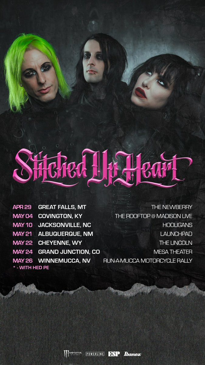 Headed off to our first show with @Steel_Panther ! Hope to see you out there 🖤 Tix: STITCHEDUPHEART.COM