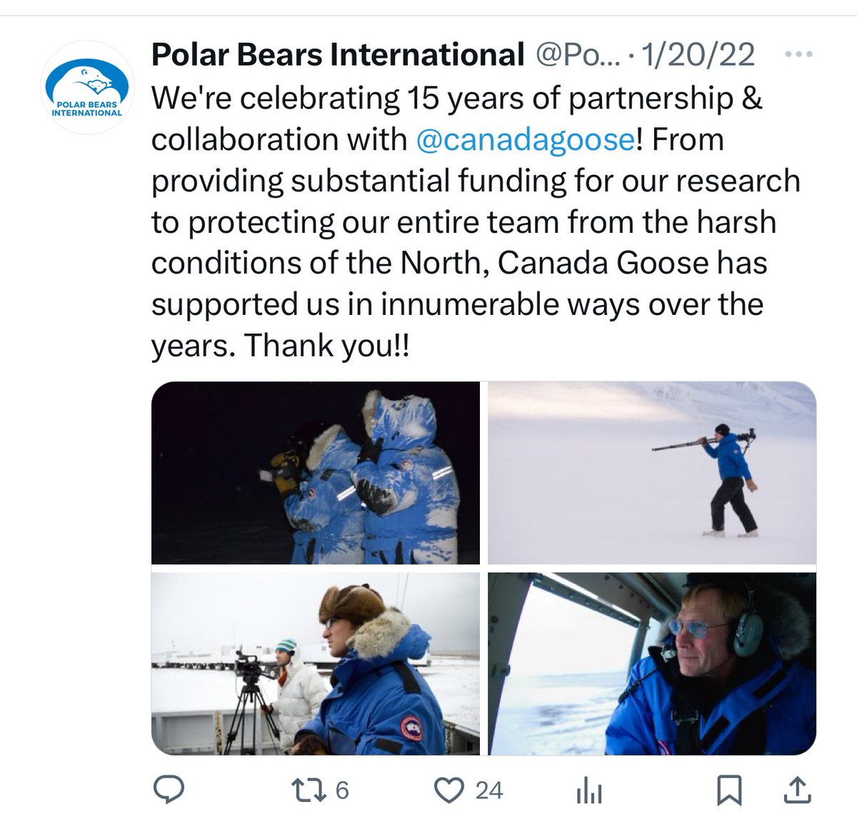 Just a reminder ARAs @PolarBears & @canadagoose have had a relation💰hip for years. I can’t support a foundation that supports killing animals for fur / profit. You either love animals & support them all or not. Fighting for one while wearing the dead furs of another is wrong !
