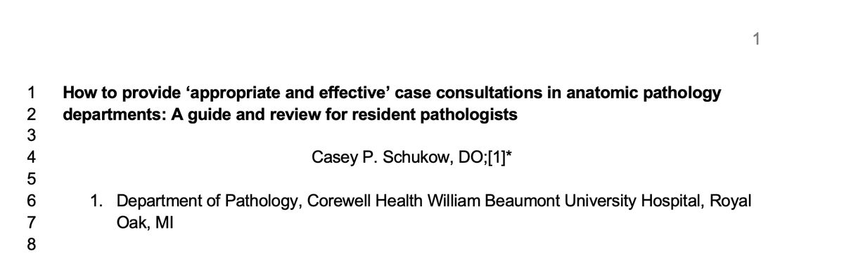 ACGME states that resident pathologists must be competent in providing 'appropriate and effective' case consultations, but there really aren't any current how-to guides that walk residents through how to do this in surg path. Are any #pathologists interested in collaborating?