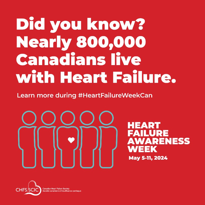 Heart failure affects nearly 800,000 Canadians. Join us in spreading awareness and supporting the fight against heart failure. Visit heartfailure.ca to learn more. #HeartFailureWeekCan