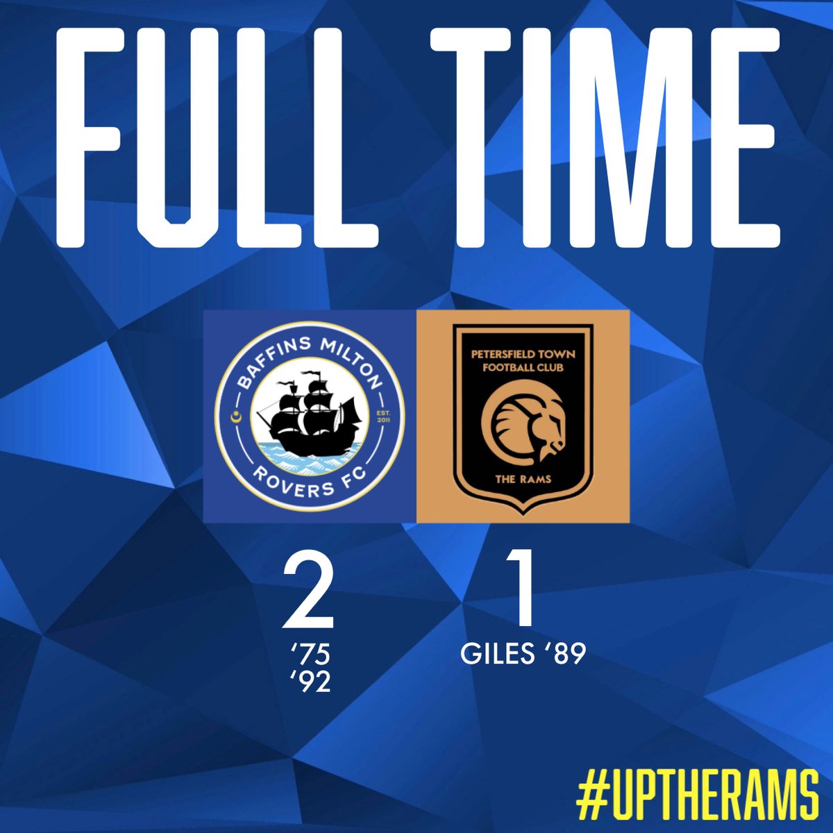 ⏱️| 𝗙𝗨𝗟𝗟 𝗧𝗜𝗠𝗘 Baffins MR 2-1 The Rams The hosts take all 3 points right at the end of the game. #uptherams
