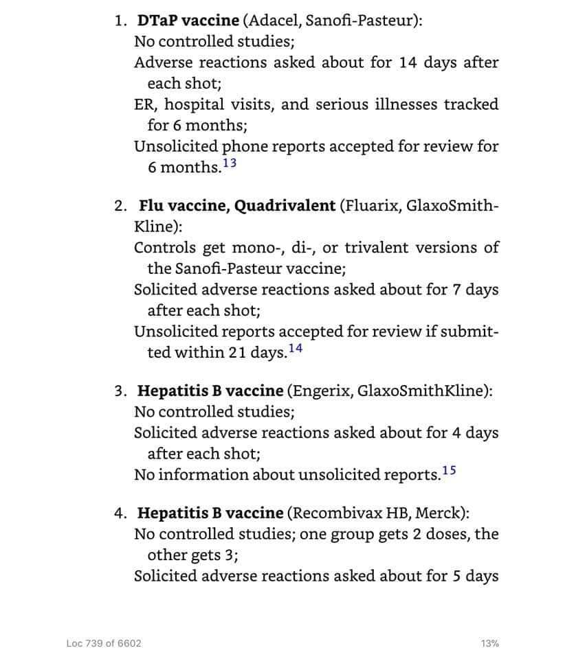 From the Book Vaccines , a reappraisal by Dr Richard Moskowitz. Excellent book so far. I had to stop and screenshot these exerts for you. This is how “safety” studies are conducted for Vaccines and it’s appalling. Hepatitis B, given to day old babies was only studied for 4…