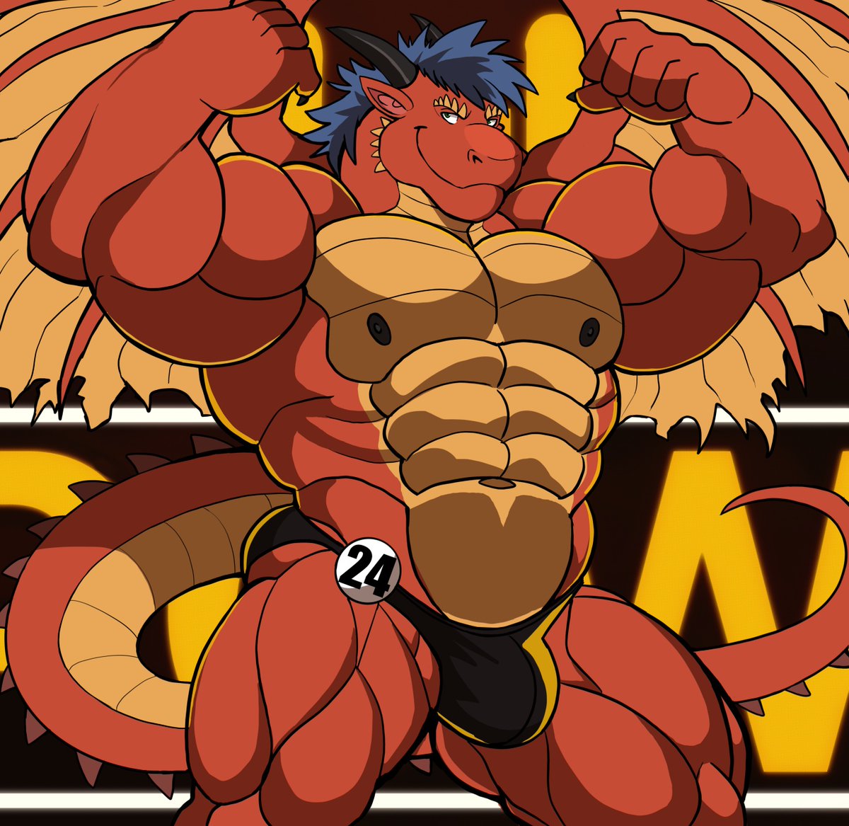 Strong-arming the competition into forfeiting 😜 🎨 @DarkNaigArt #furry #FurryArt #muscle #dragon