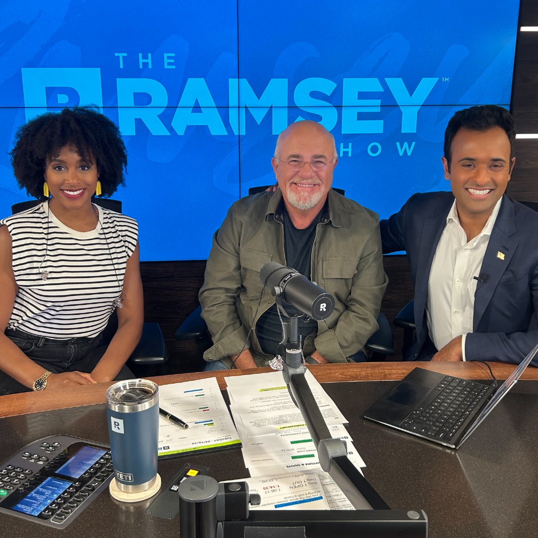 Honored to spend some time with @VivekGRamaswamy on The Ramsey Show today. Thanks for stopping by, my friend.