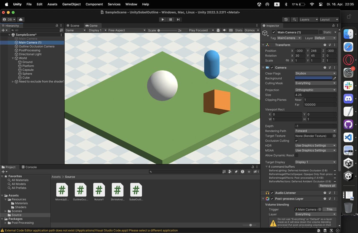 RottenDev's tweet photo. Need an orthographic camera view, but your shader needs to access the depth buffer? 

leave your camera as perspective, but set the Field of View to 1 and place the camera really far away!

Here's a comparison between orthographic vs. perspective with FoV = 1
#MadewithUnity https://t.co/FmDhK8bLm7