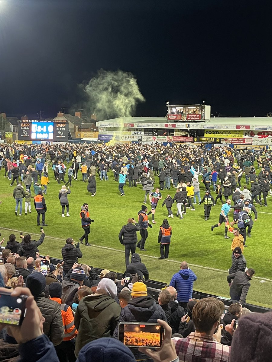 Mansfield Town celebrate promotion to League One tonight #MTFC #STAGS