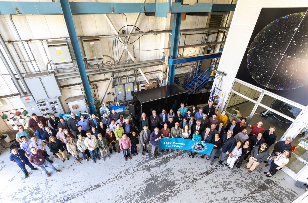 ✨ Bon voyage! LSST Camera project staff and partners gathered yesterday for a celebration before the world’s largest camera gets sent off to Chile. They were joined by Kathy Turner, program manager @ENERGY, which funded the camera construction and will support Rubin operations.