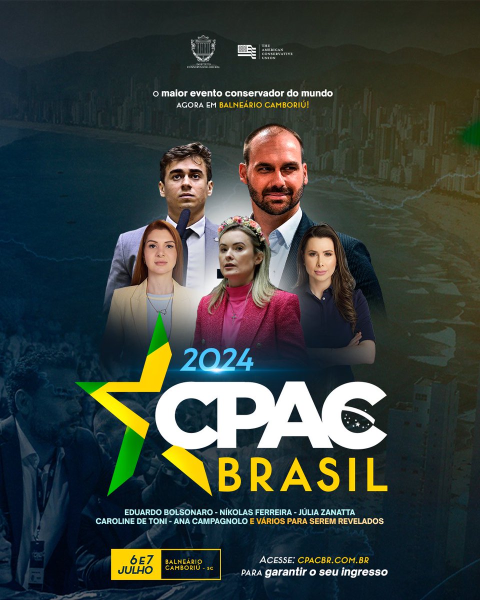 🚨ATENÇÃO🚨

Estão abertas as inscrições para o CPAC Brasil 2024, que ocorrerá em Balneário Camboriú, Santa Catarina, no Expocentro, nos dias 6 e 7 de julho. 

Quer estar presente?

Segue o 🧶