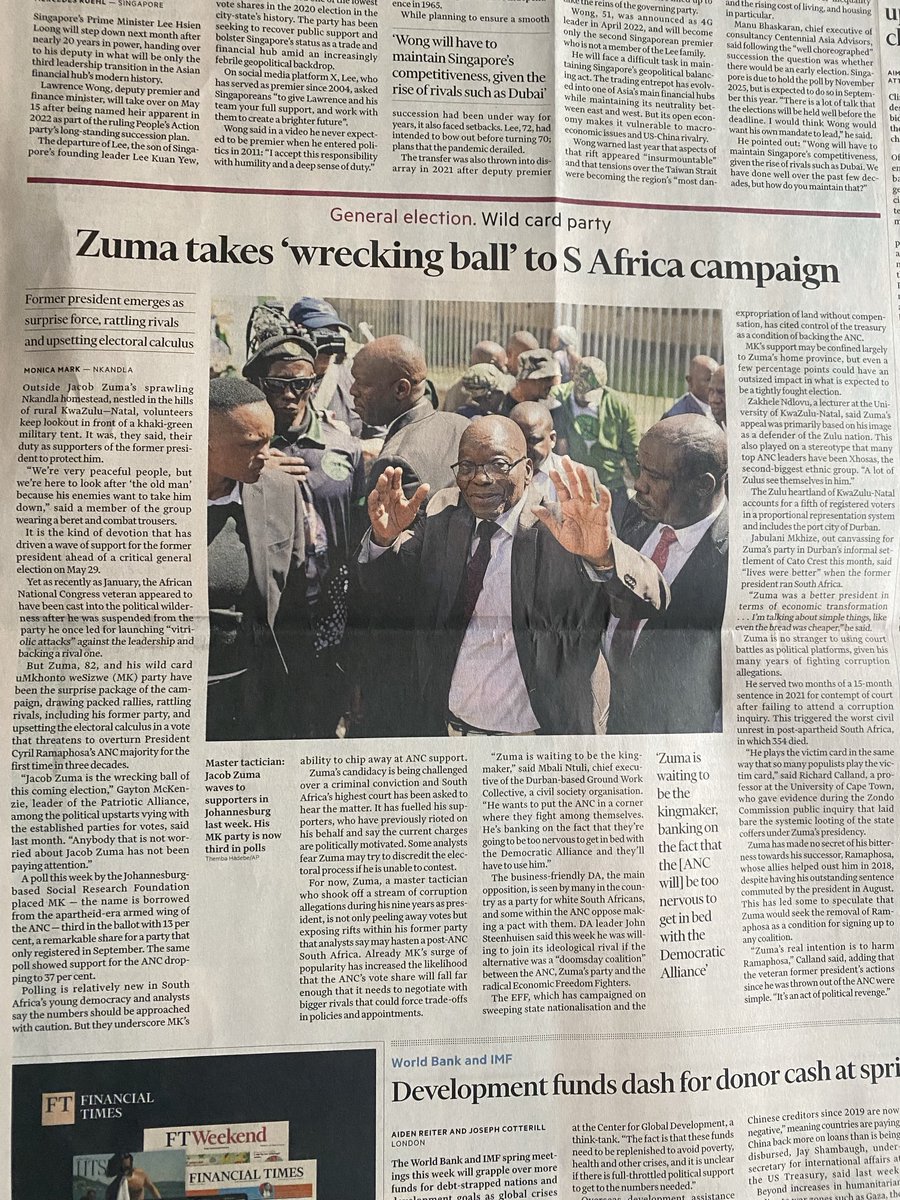 30 years ago I followed Jacob Zuma in what is now KwaZulu-Natal on his vital peace drive - now I’m heading back to SA for a rather different story…., as brilliantly told here by ⁦@nickswicks⁩ the new ⁦@FT⁩ correspondent