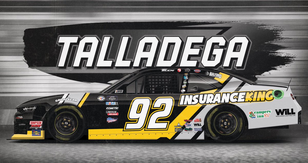 Long time sponsor, @insuranceking_, joins us this weekend at @TALLADEGA for their first primary of the season! Last year at Talladega, while racing inside of the top-ten with just a few laps to go, we were collected in the ‘big-one’, ending our race early. We’re looking for