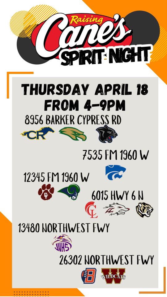 Support @CyFairISD Teaching & Training and Early Learning Students this Thursday! Mention CFISD FUTURE TEACHERS when you order & 15% of sales go back to our programs.