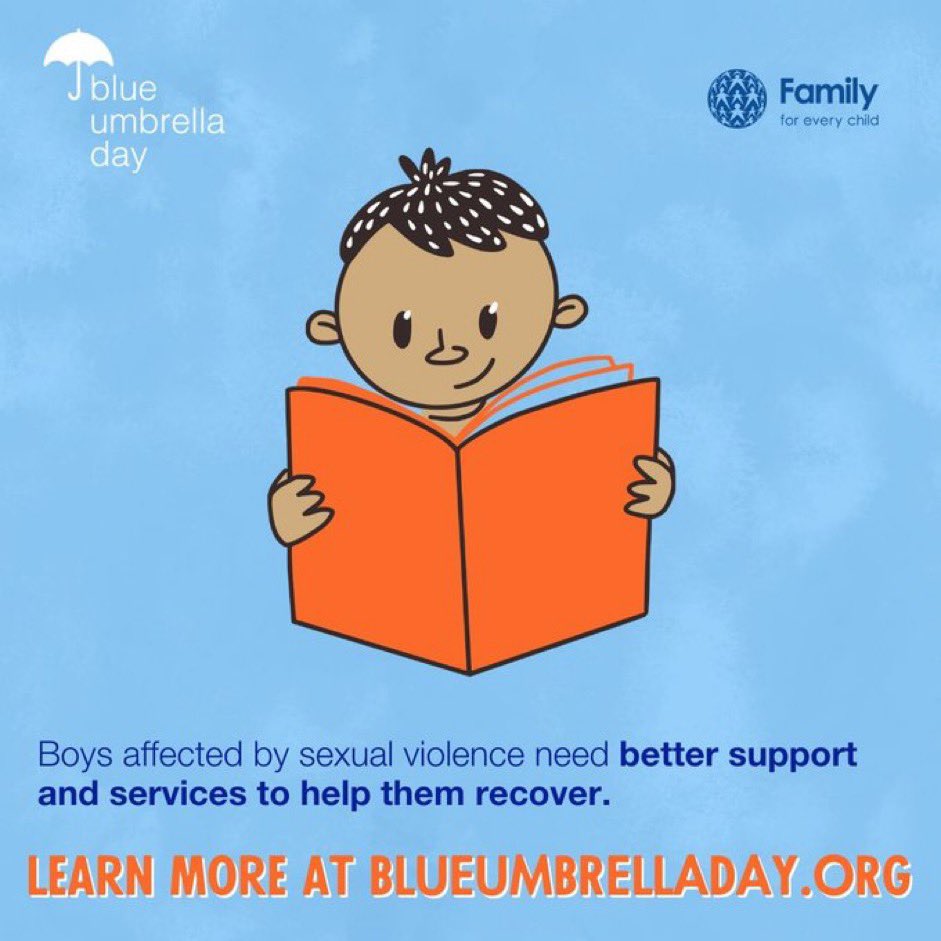 We are supporting Family for Every Child in their campaign #BlueUmbrellaDay 2024, we ask the international community to join us in advocating for boys and young men. This year's campaign focuses on three key messages: ☔️ #1: Sexual violence affects boys, too. ☔️ #2 There's more