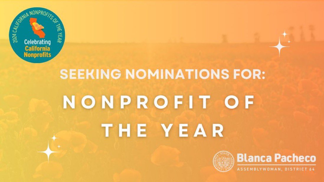 AsmPacheco's tweet photo. Reminder! Do you know a nonprofit that is transforming lives in #AD64? Let's honor their work! Nominations are open for our 2024 Nonprofit of the Year β¨.
For more info and to nominate: https://t.co/jcnCZDpN8K https://t.co/Vk0Fs9JGBt