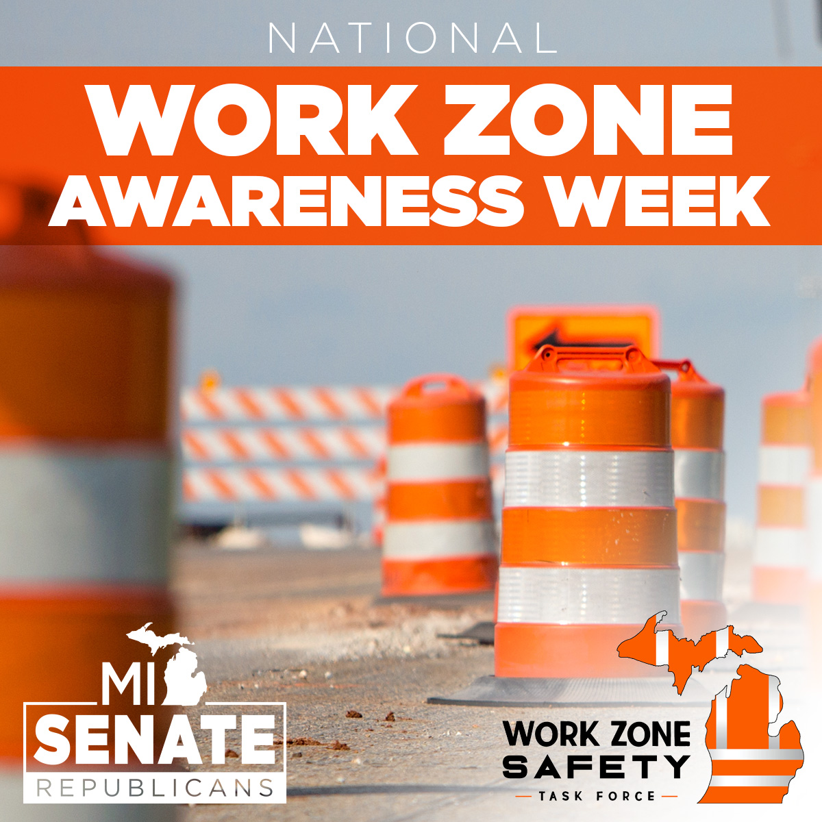 Safe work zones protect both workers and drivers. Michigan has thousands of work zone crashes each year. Be safe on the road and reduce your speed in work zones!