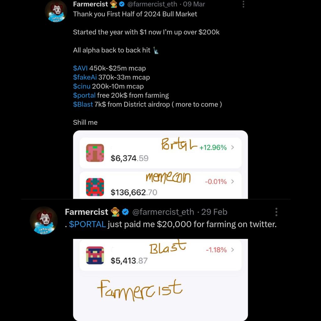 Few weeks ago, farmercist discloses he has made over $100,000 farming airdrops. With his results, he has proven you can start with $1 and scale up to $100k farming airdrop points. How does he do it? A thread 🧵